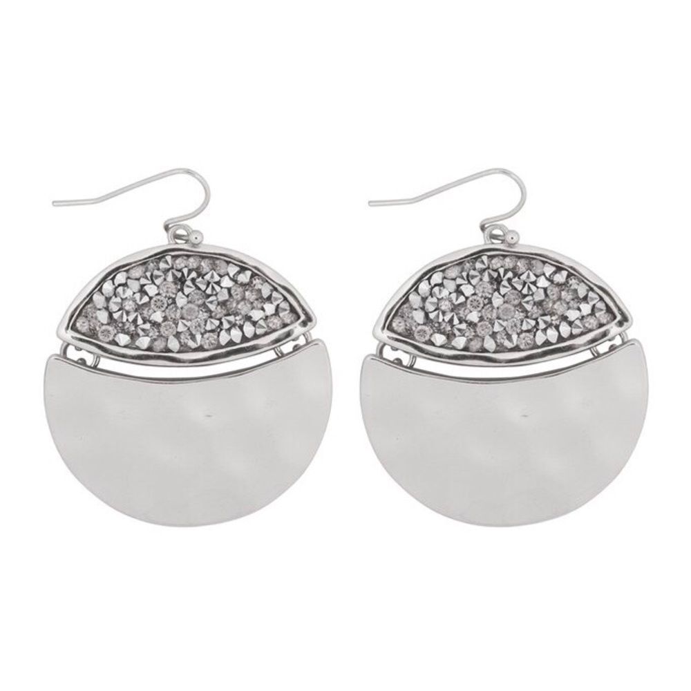 Riah Fashion faceted glitter round dangle earrings 